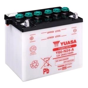Motorcycle Batteries, Yuasa Motorcycle Battery   YuMicron Y60 N24 A 12V Battery, Dry Charged, Contains 1 Battery, Acid Not Included, YUASA