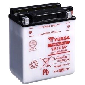 Motorcycle Batteries, Yuasa Motorcycle Battery   YuMicron YB14 B2 12V Battery, Combi Pack, Contains 1 Battery and 1 Acid Pack, YUASA