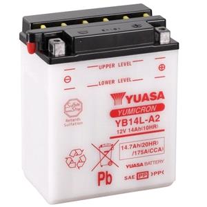 Motorcycle Batteries, Yuasa Motorcycle Battery   YuMicron YB14L A2 12V Battery, Combi Pack, Contains 1 Battery and 1 Acid Pack, YUASA