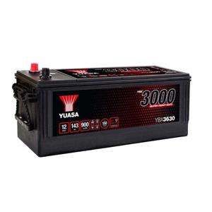 Commercial Batteries, Yuasa YBX3000 Range, 630 Commercial Vehicle Battery, 12V 143Ah 900cca, 513 x 189 x 223mm AuTO IMPOR, YUASA