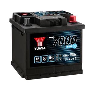 Batteries, Yuasa YBX7000 Range, 012 EFB Stop Start Plus Battery, 50Ah 540ccp, 207 x 175 x 190mm, With Semi Trac, YUASA