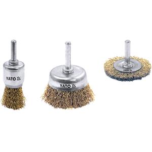 Wire Cup Brushes, YATO Wire Brush Drill Set (Pack of 3), YATO