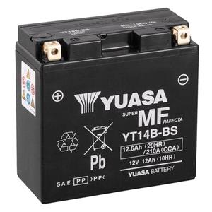 Motorcycle Batteries, Yuasa Motorcycle Battery   YT Maintenance Free YT14B BS 12V Battery, Combi Pack, Contains 1 Battery and 1 Acid Pack, YUASA