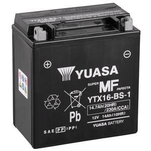 Motorcycle Batteries, Yuasa Motorcycle Battery   YT Maintenance Free YTX16 BS 1 12V Battery, Combi Pack, Contains 1 Battery and 1 Acid Pack, YUASA