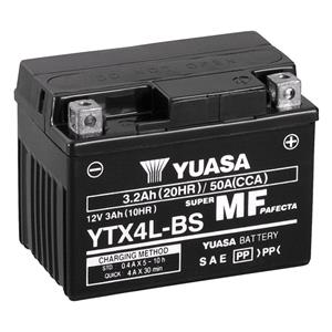 Motorcycle Batteries, Yuasa Motorcycle Battery   YT Maintenance Free YT4L BS 12V Battery, Combi Pack, Contains 1 Battery and 1 Acid Pack, YUASA