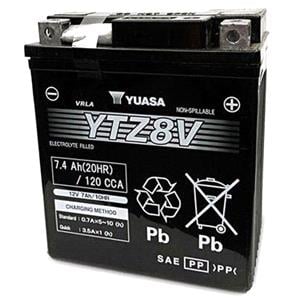 Motorcycle Batteries, Yuasa Motorcycle Battery   YTZ High Performance YTZ8V 12V Battery, Wet Charged, Contains 1 Battery, Acid Filled and Charged, YUASA