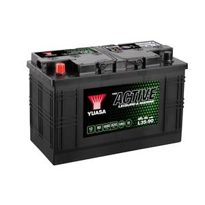 Motorhome Caravan Batteries, Yuasa YBX Active Leisure & Marine L35 90 Battery 12V 90Ah 680A 350 x 174 x 224mm, YUASA
