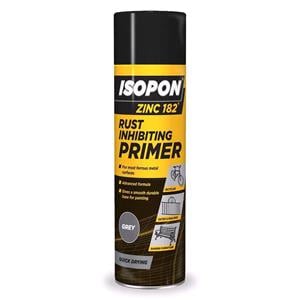 Rust Removal and Treatment, ISOPON ZINC 182 Rust Inhibiting Primer Aerosol   Grey   450ml, ISOPON
