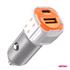 Dual USB A + USB C 3A 20W 12/24V Car Charger   Orange