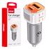 Dual USB A + USB C 3A 20W 12/24V Car Charger   Orange