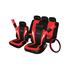 Cosmos Car Seat, Steering Wheel & Seatbelt Cover Sport   Set   Black Red