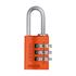 ABUS Aluminium 3 Wheel Combination Padlock Lock Tag   20mm   Orange