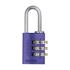 ABUS Aluminium 3 Wheel Combination Padlock Lock Tag   20mm   Purple