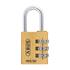 ABUS Brass 3 Wheel Combination Padlock with Lock Tag   30mm