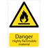 Draper 72352 'Danger Flammable Material' Hazard Sign