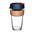 KeepCup Brew Glass Coffee Cup   455ml   Midnight Blue Lid and Tomato Red Plug