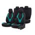 Boost Premium Cotton Leather Car Seat Covers   Black and Turquoise For Nissan ALMERA Mk II Saloon 2000 2006