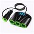 GadJet Car Charger with 3 Way Cigarette Lighter Sockets + 3 USB Ports