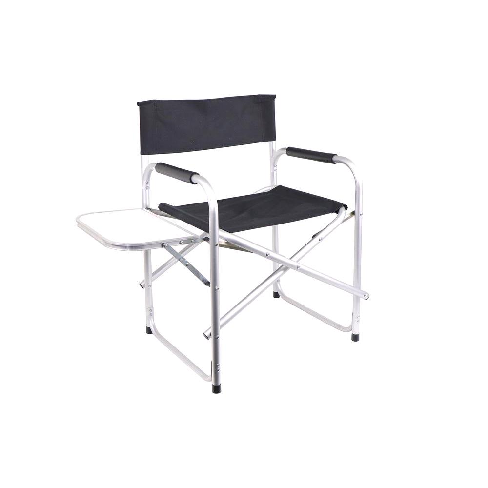 Aluminium directors chair with store side table