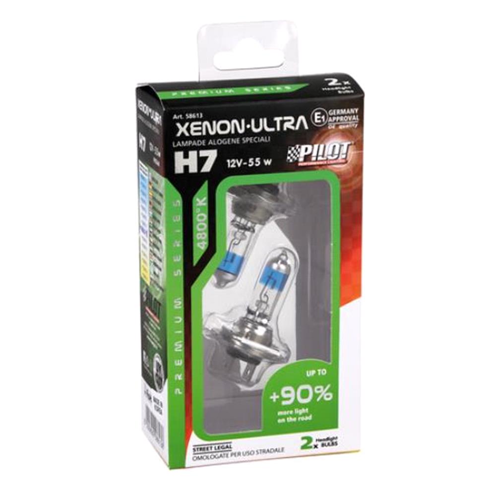Pilot Xenon ultra 12v 55w H7 Px26d Bulb 90 Brighter Twin Pack
