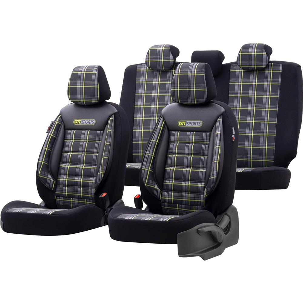 Premium Jacquard Leather Car Seat Covers Gti Sport - Green Black For Renault  Twingo Iii 2014 Onwards