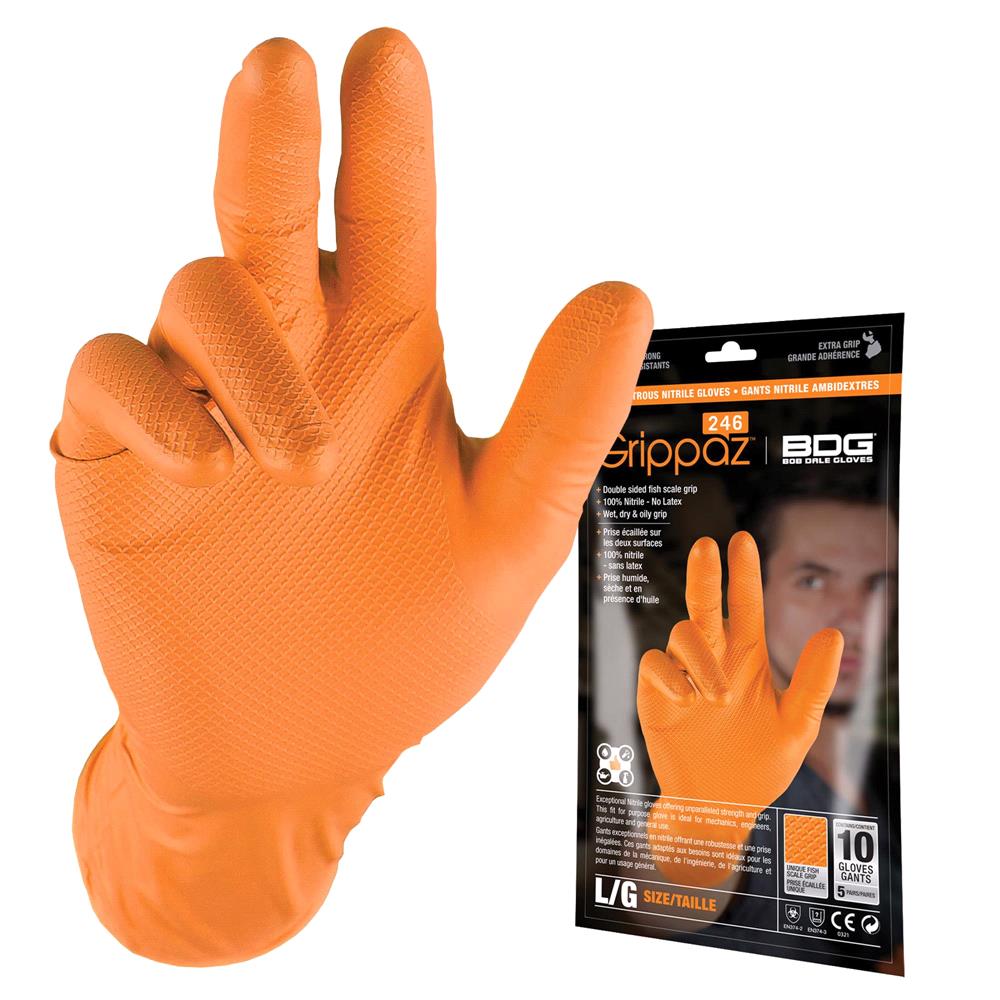 Grippaz Nitrile Grip Gloves Orange - Pack of 50